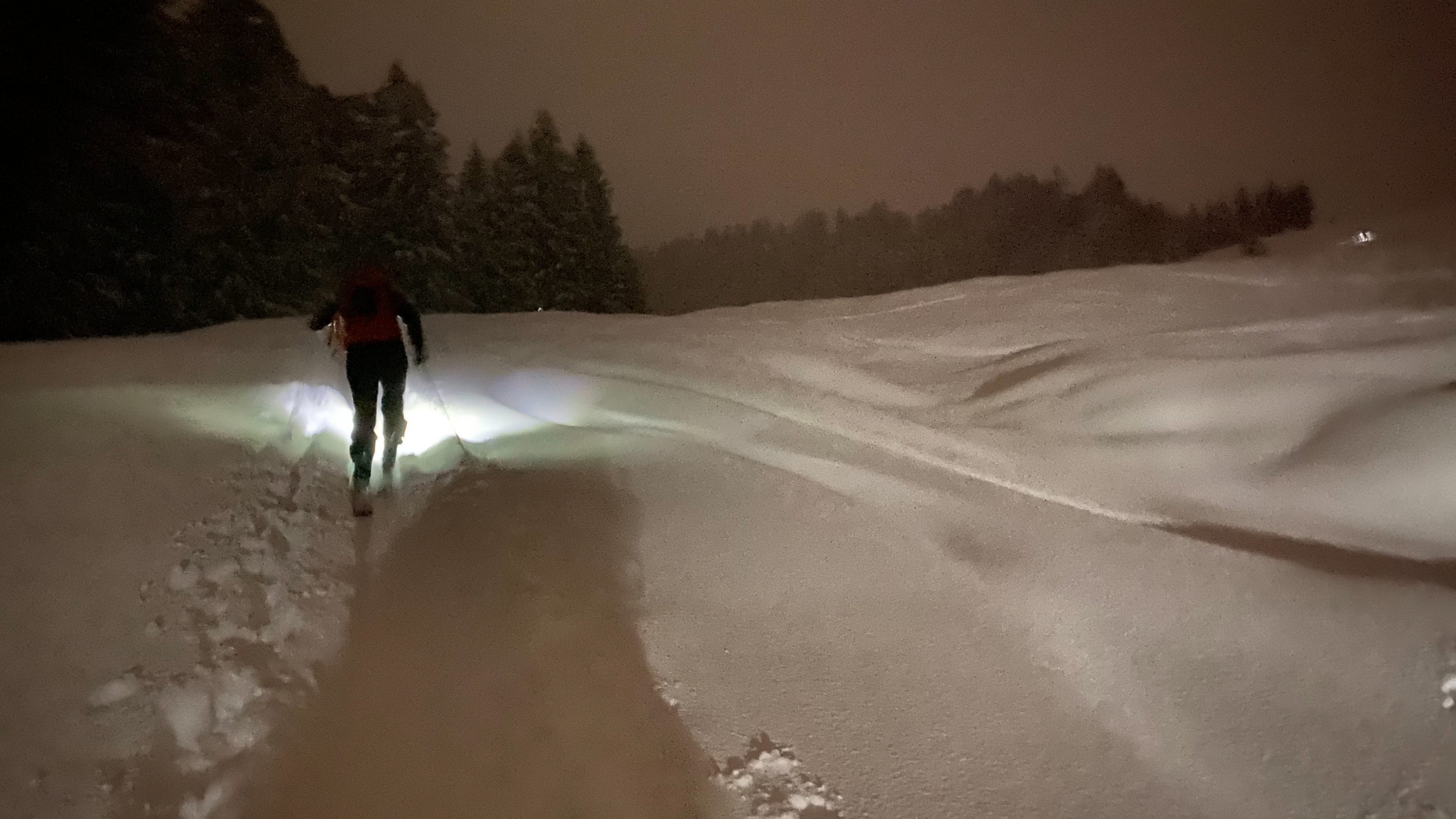 Berg+Ski: Aufstieg zum Tanzboden bei Vollmond (und leider etwas Nieselregen – für nächstes Jahr ist besseres Wetter bestellt!)